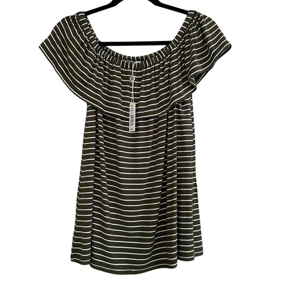 Nwt Max Studio Off The Shoulder Striped Shirt | S - Picture 2 of 7